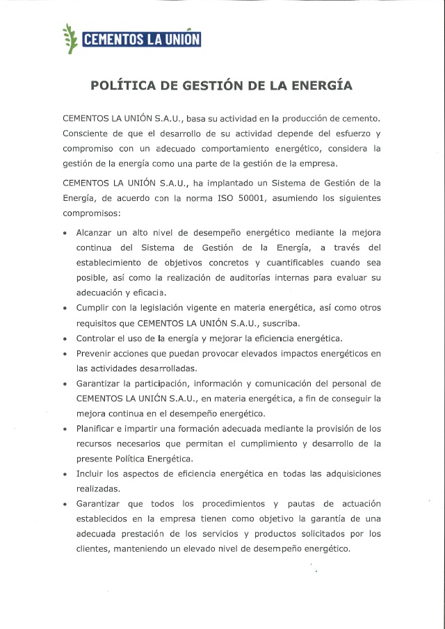 Política Gestión de la Energía